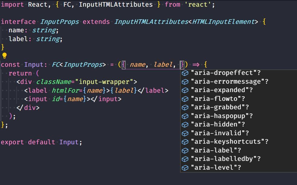 input component auto complete typescript